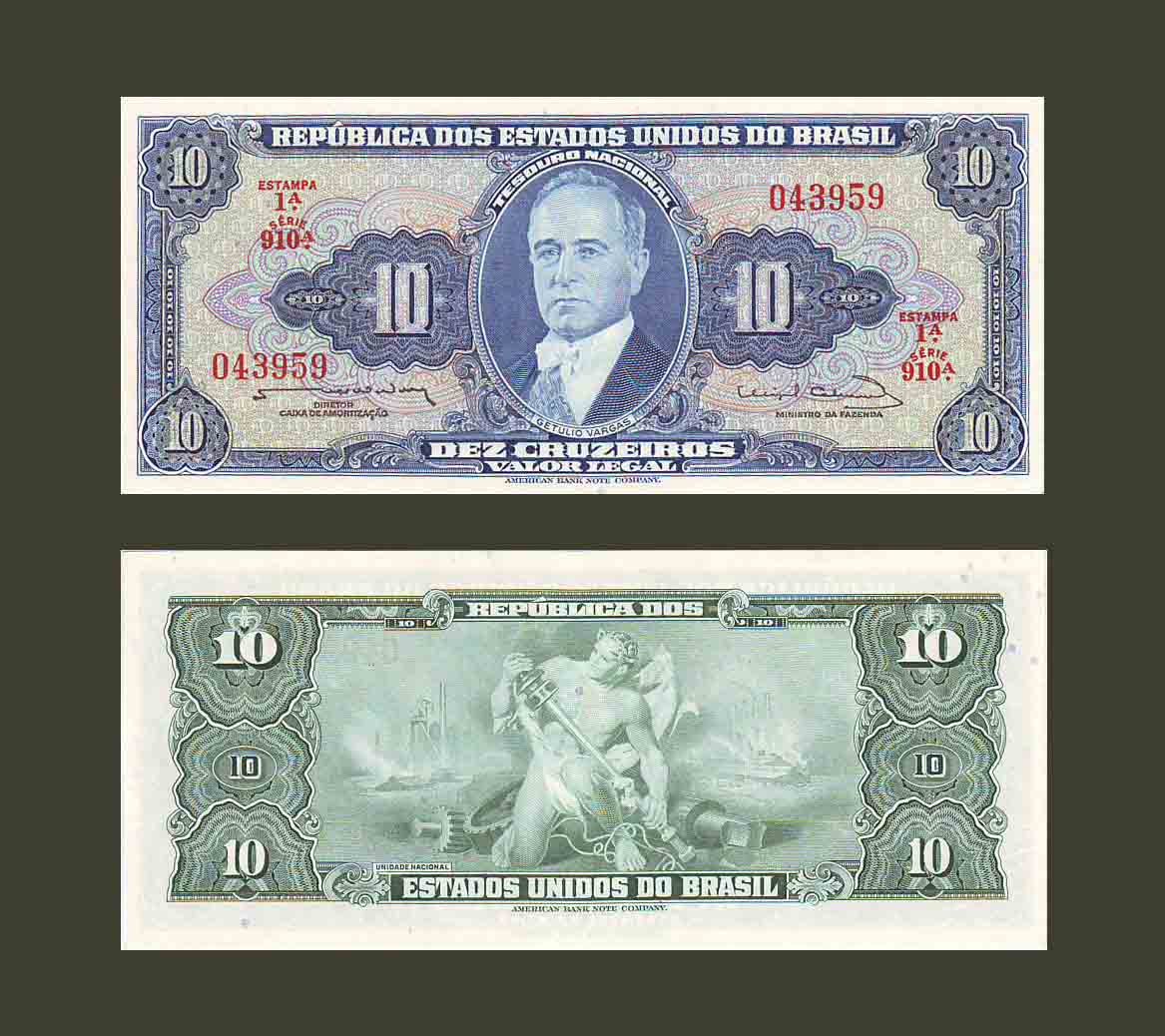 Brazil 10 Cruzeiros 1953 P159b UNC