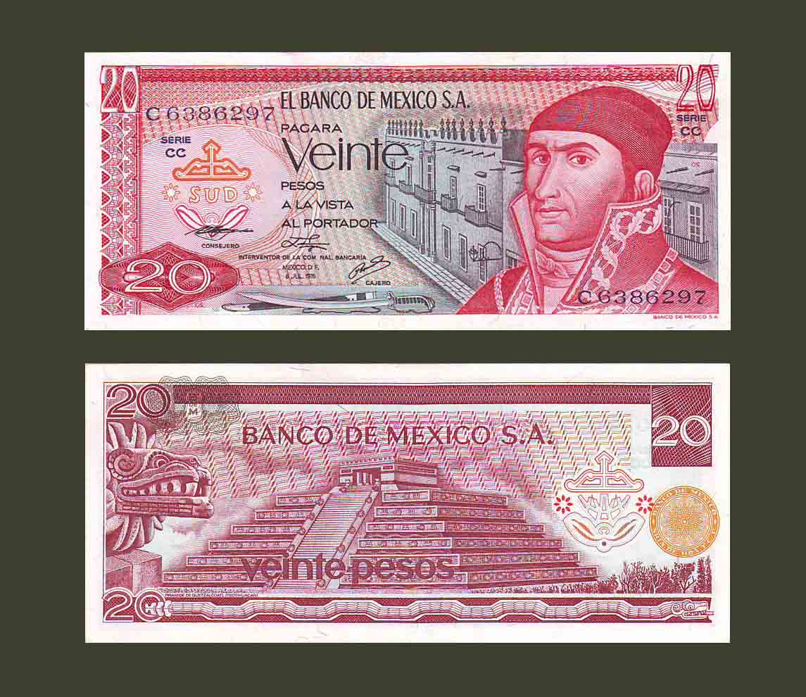 Mexico 20 Pesos 1976 P64c UNC