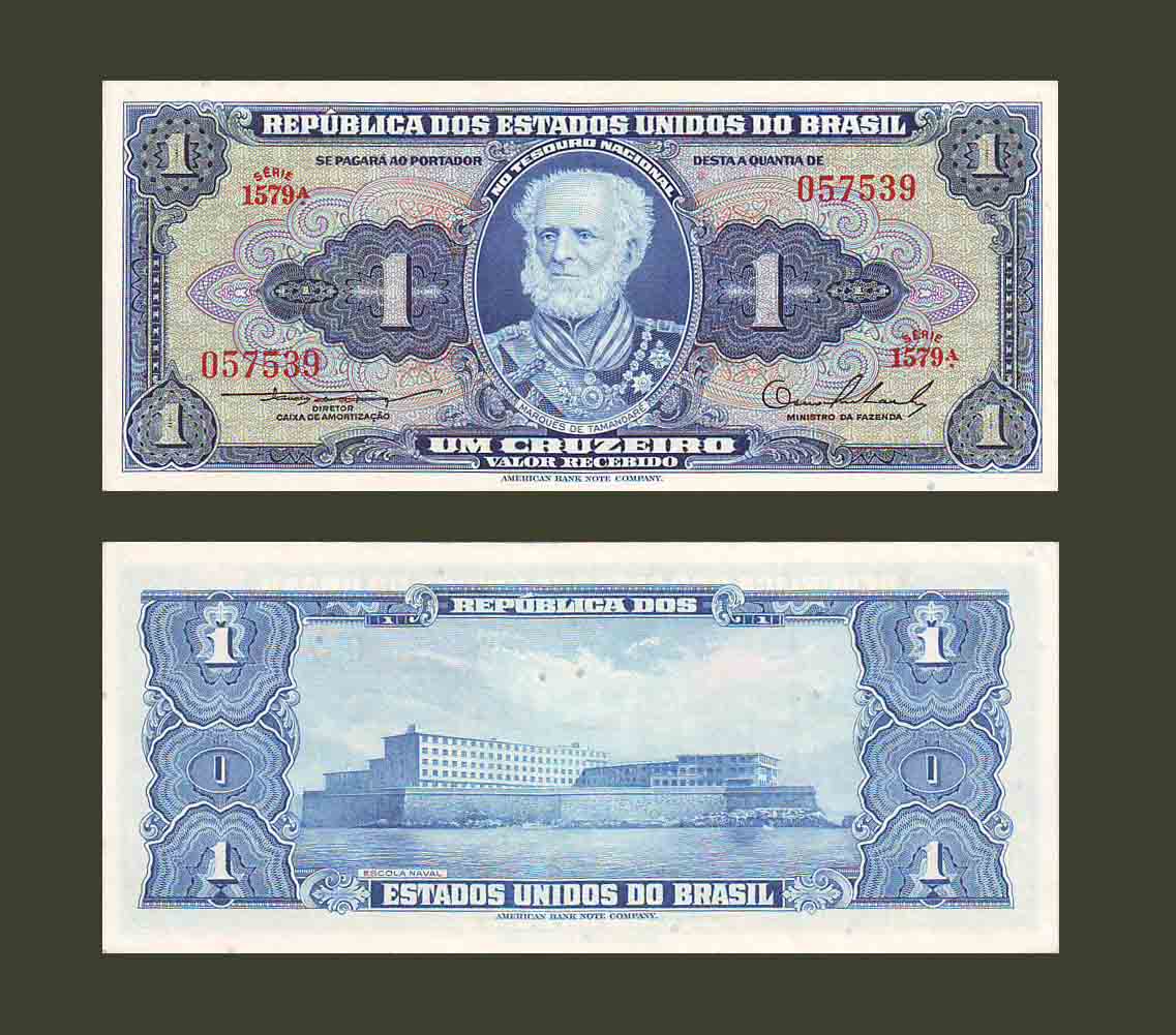Brazil 1 Cruzeiro 1954 P150a UNC