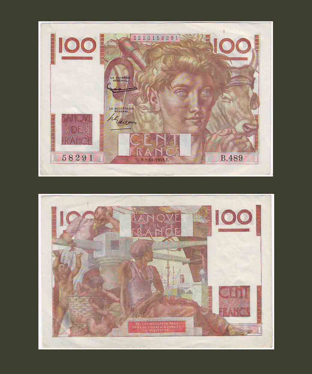 France 100 Francs 1952 P128d XF