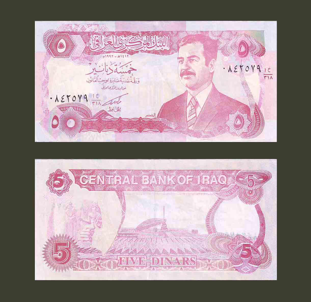 Iraq 5 Dinars 1992 P80c XF