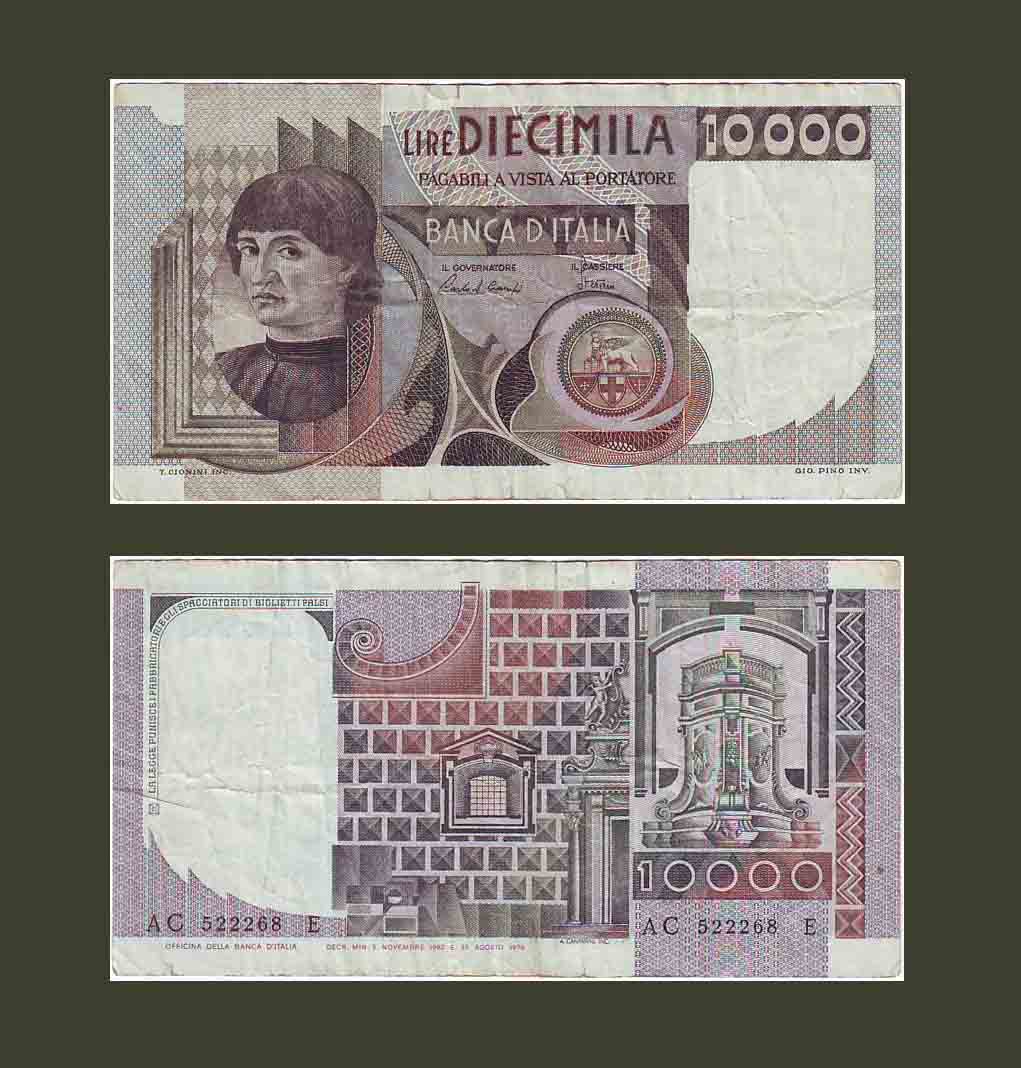 Italy 10000 Lire 1982 P106b VF