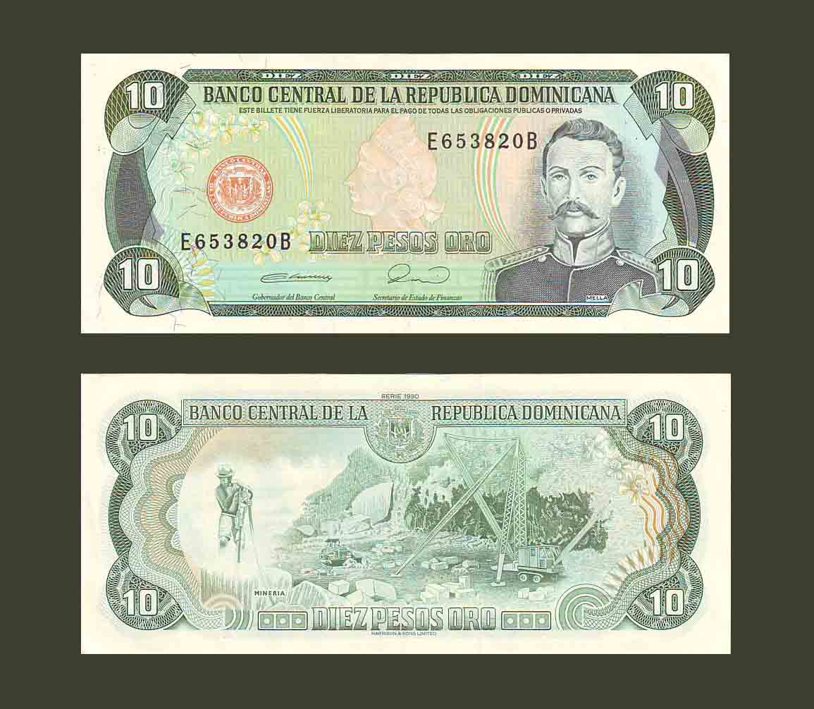 Dominican Republic 10 Peso 1990 P132 XF-AU