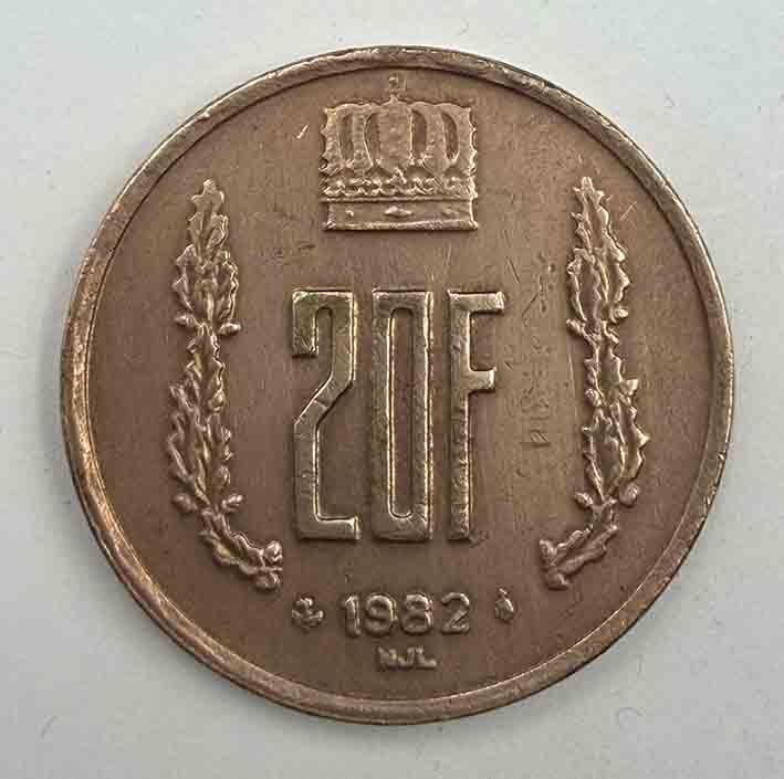 Luxembourg 20 Francs 1982 KM#58