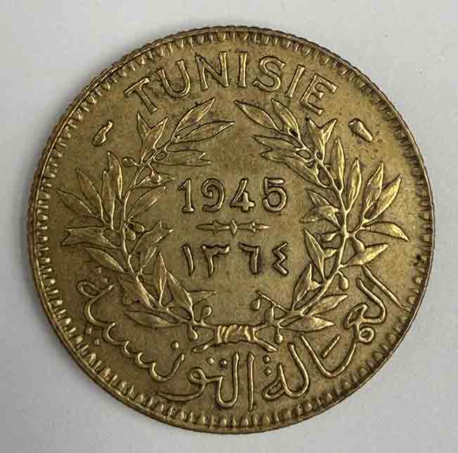 Tunisia 1 Frank 1945 KM#247
