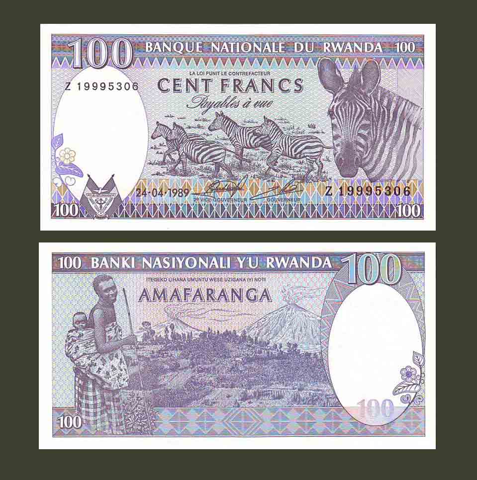 Rwanda 100 Francs 1989 P19 UNC