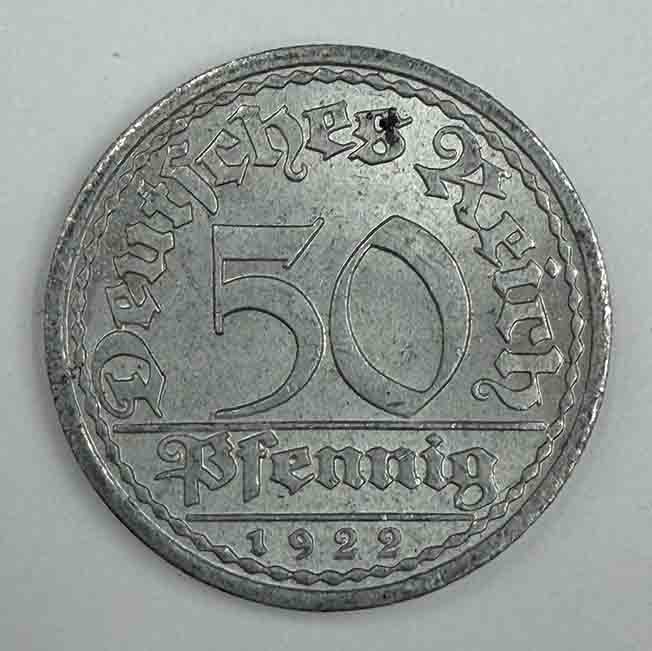 Германия 50 пфеннигов 1922A KM#27
