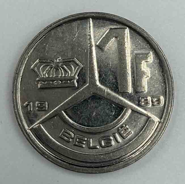 Бельгия 1 франк 1989 KM#170