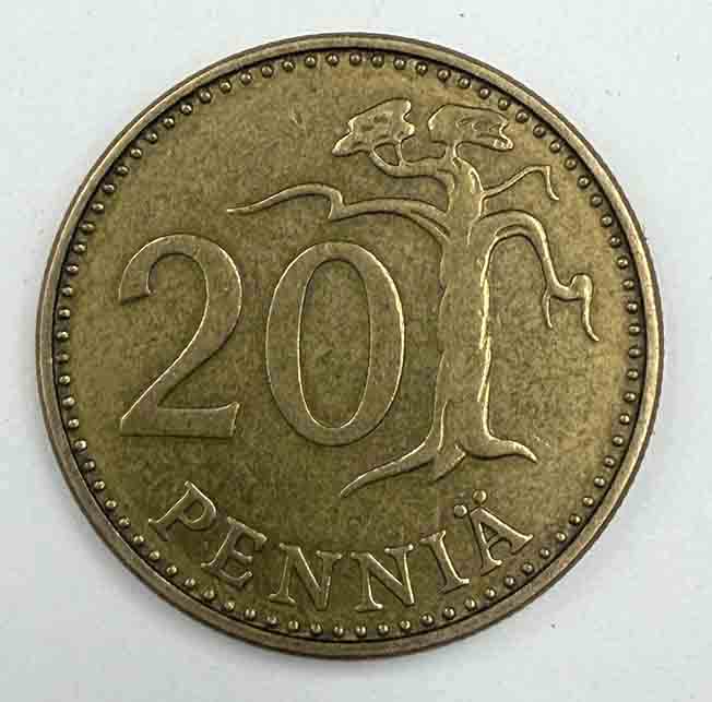 Finland 20 Pennia 1972 KM#47