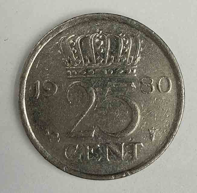 Netherlands 25 cents 1980 KM#183