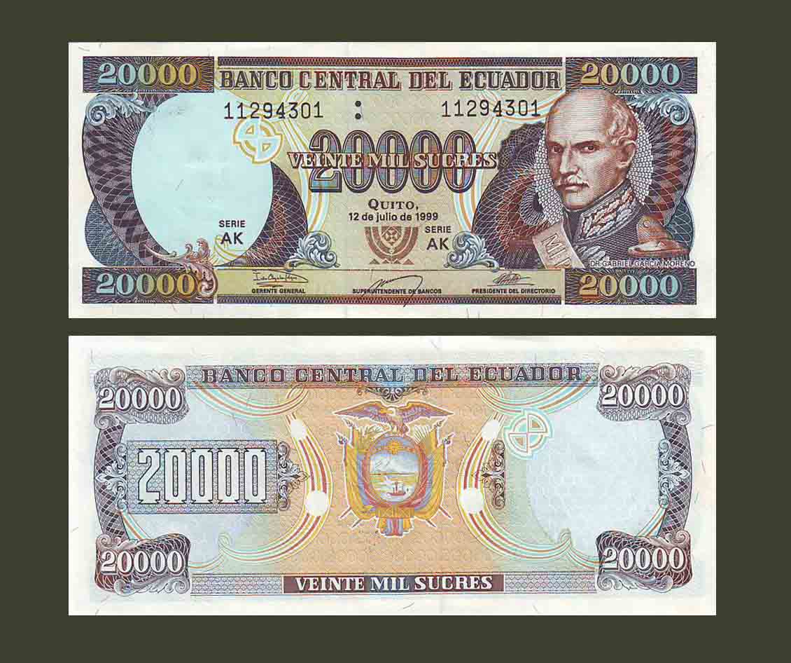 Ecuador 20000 Sucres 1999 P129f UNC