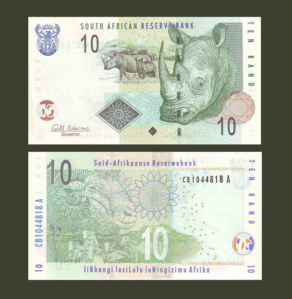 South Africa 10 Rand 2009 P128b UNC