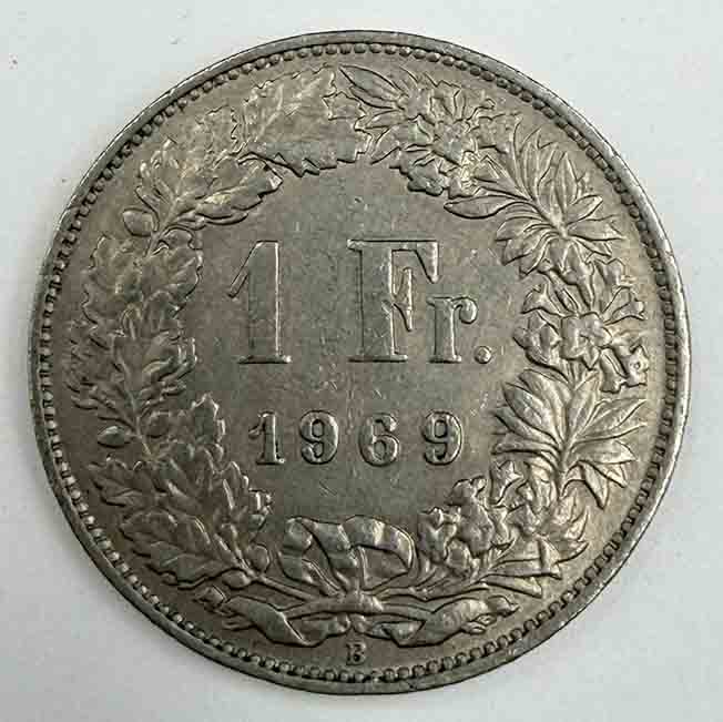 Switzerland 1 Frank 1969 KM#24a.1