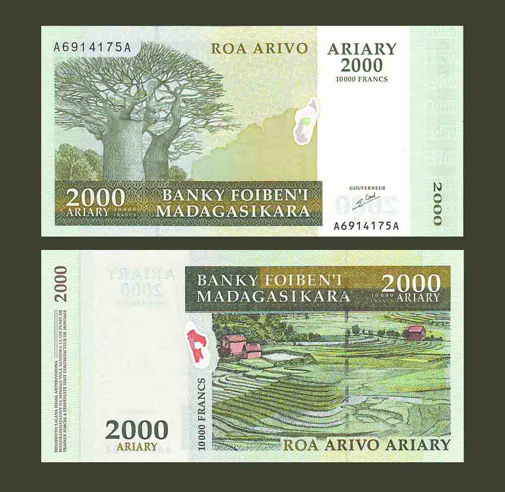 Madagascar 2000 Ariary 2007 P90a UNC