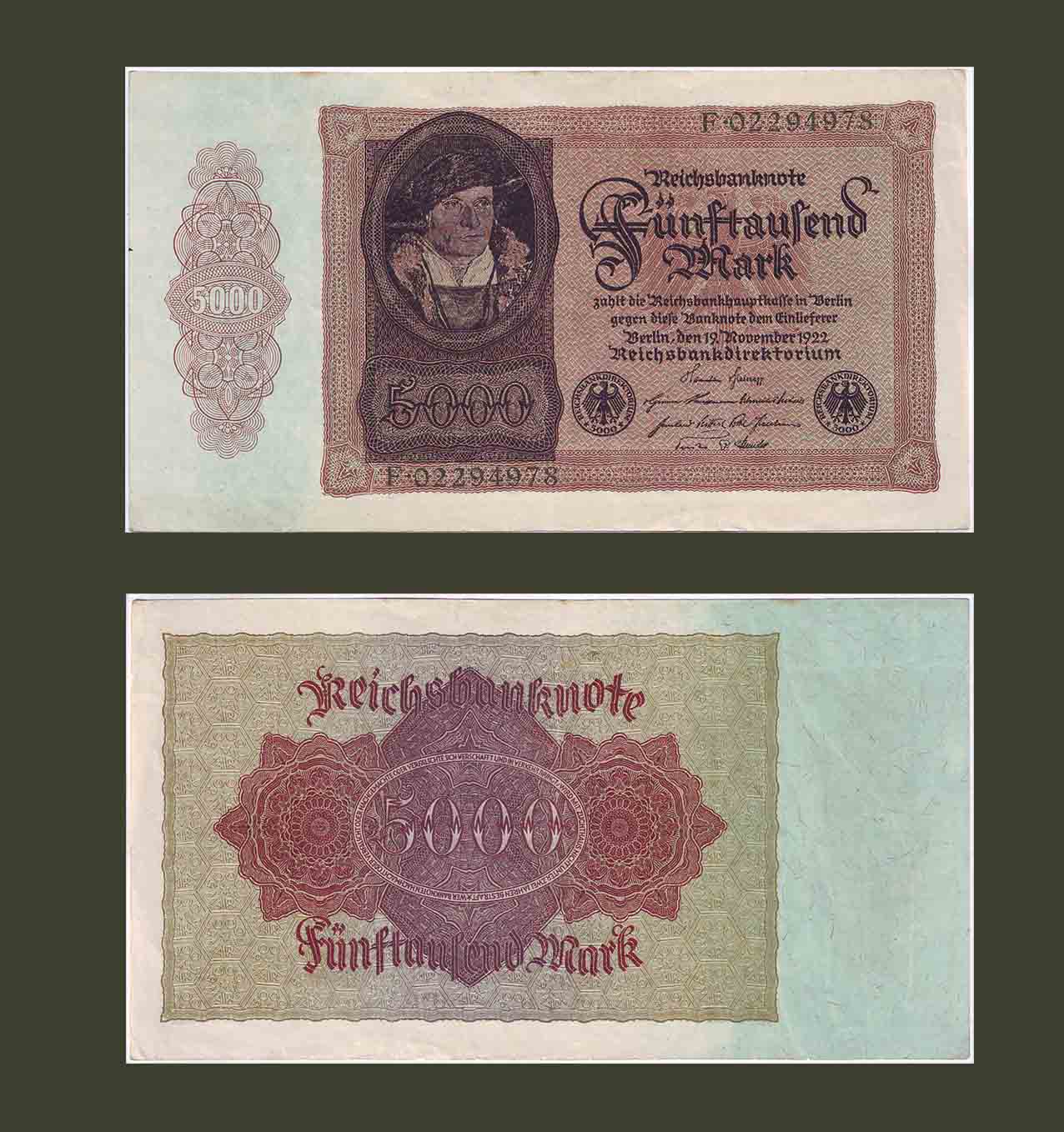 Germany 5000 mark 1922 P78 XF++