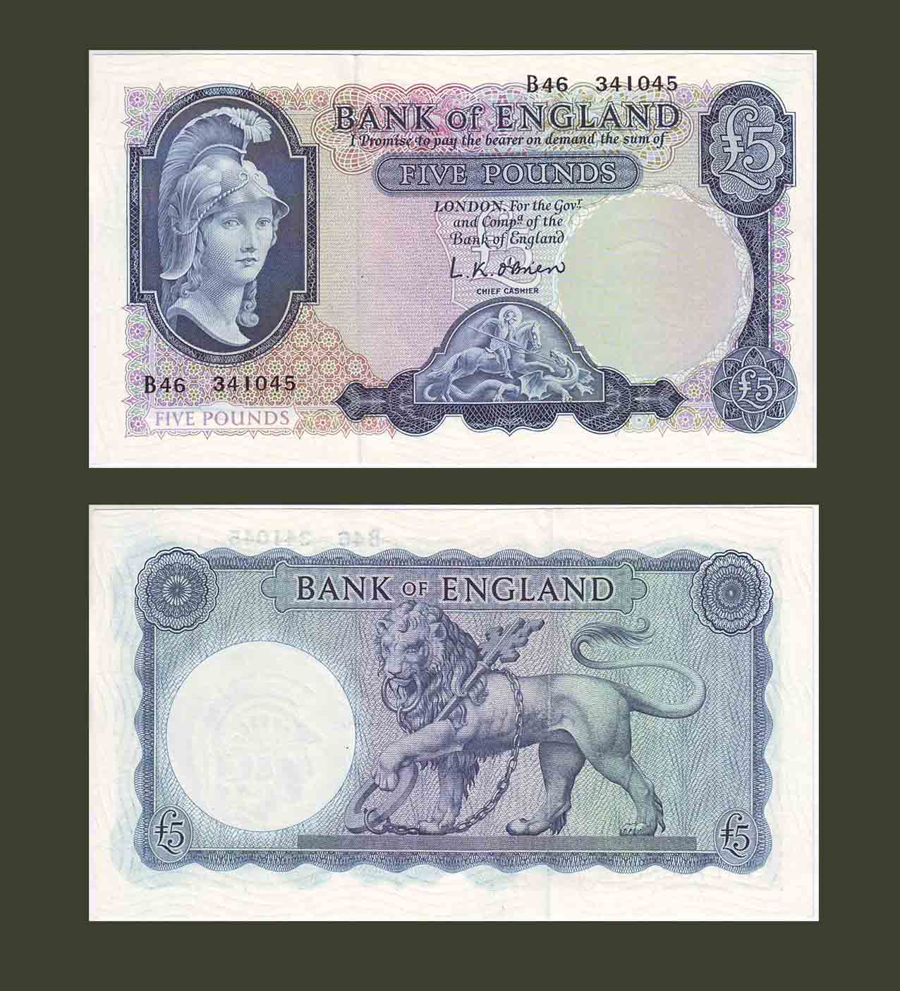 Great Britain 5 Pounds 1957 P371 UNC