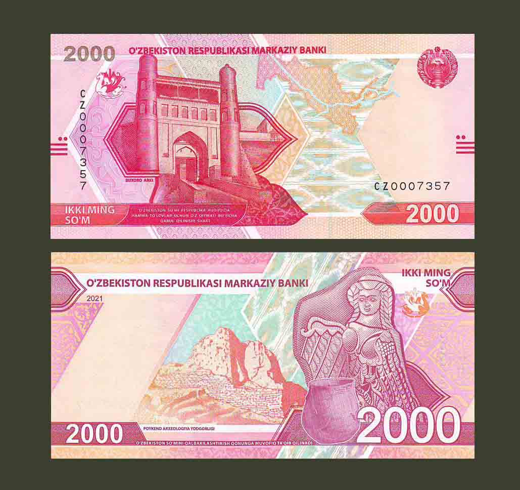 Uzbekistan 2000 Som 2021 P87 UNC