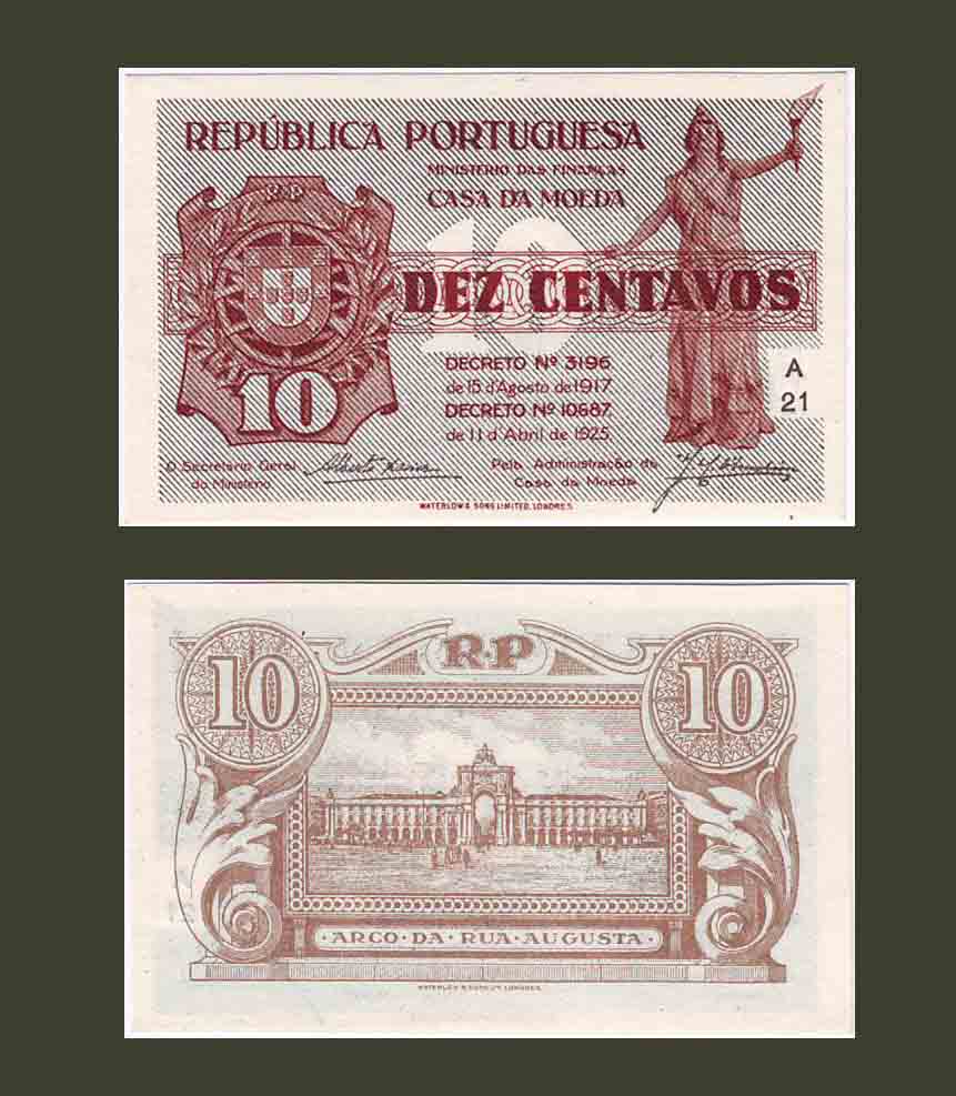 Portugal 10 centavos 1917 P101 UNC
