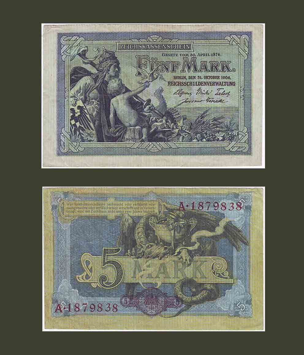 Germany 5 Mark 1904 P8b XF