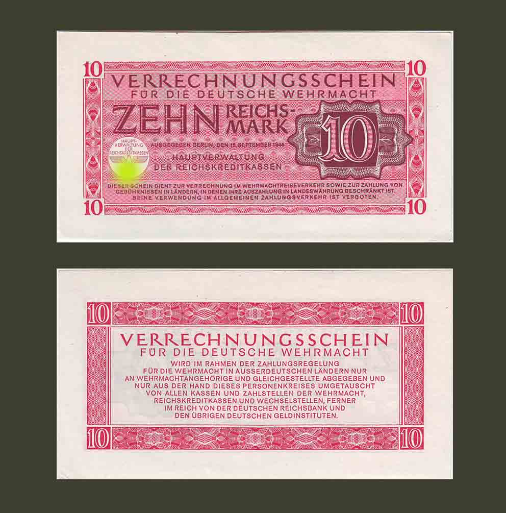 Nazi Germany Wehrmacht 10 Reichsmark 1944 UNC-
