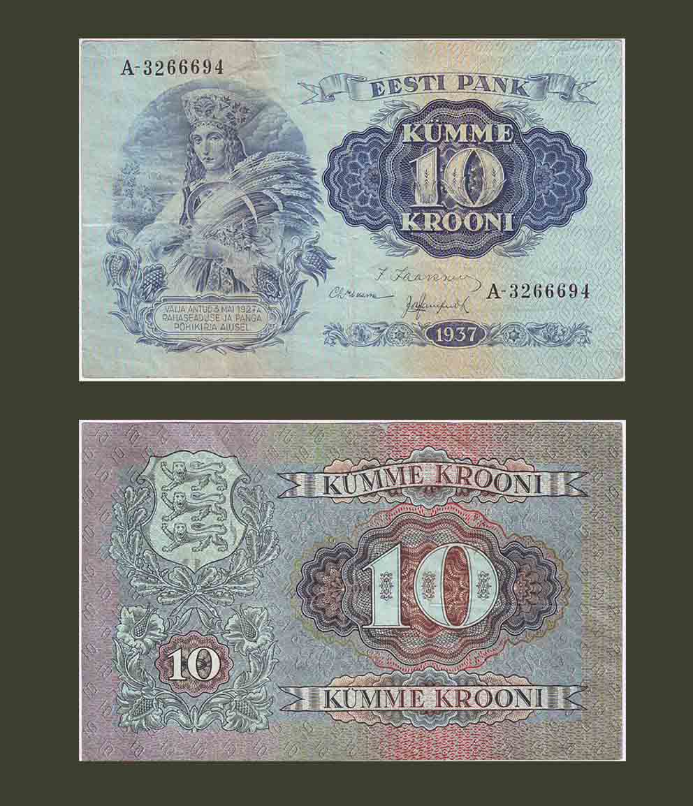 Estonia 10 Krooni 1937 P67 aXF