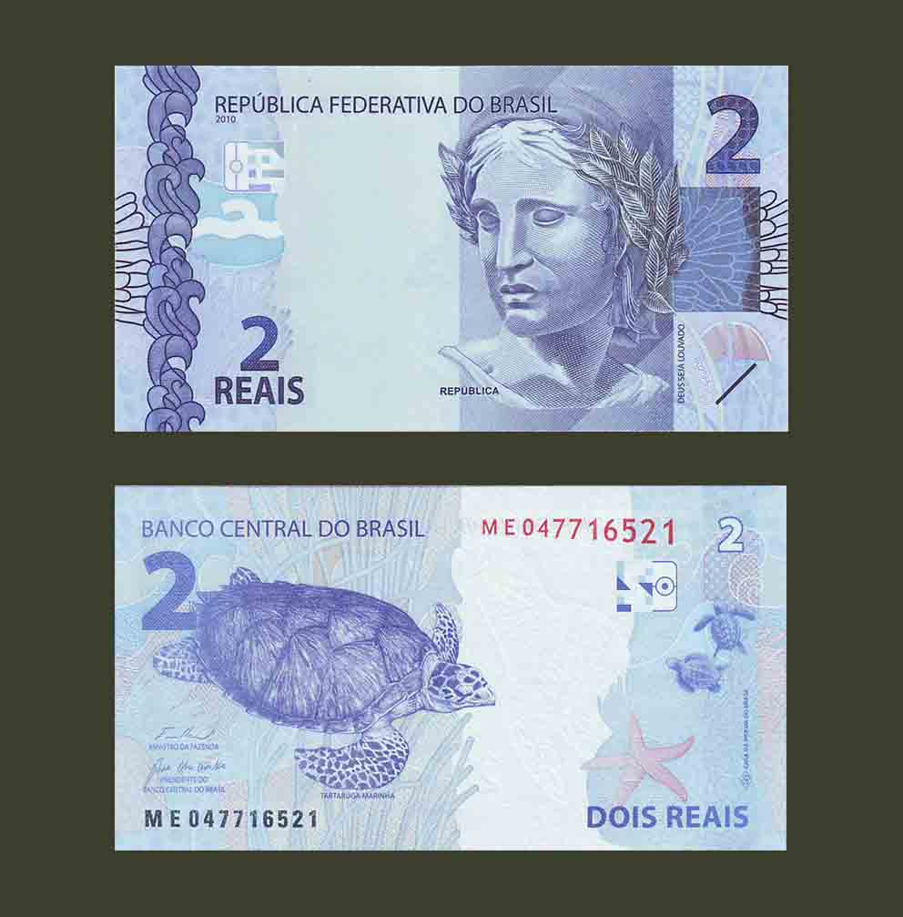 Brazil 2 Reais 2010 P252 UNC