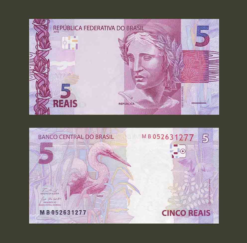 Brazil 5 Reais 2010 P253 UNC