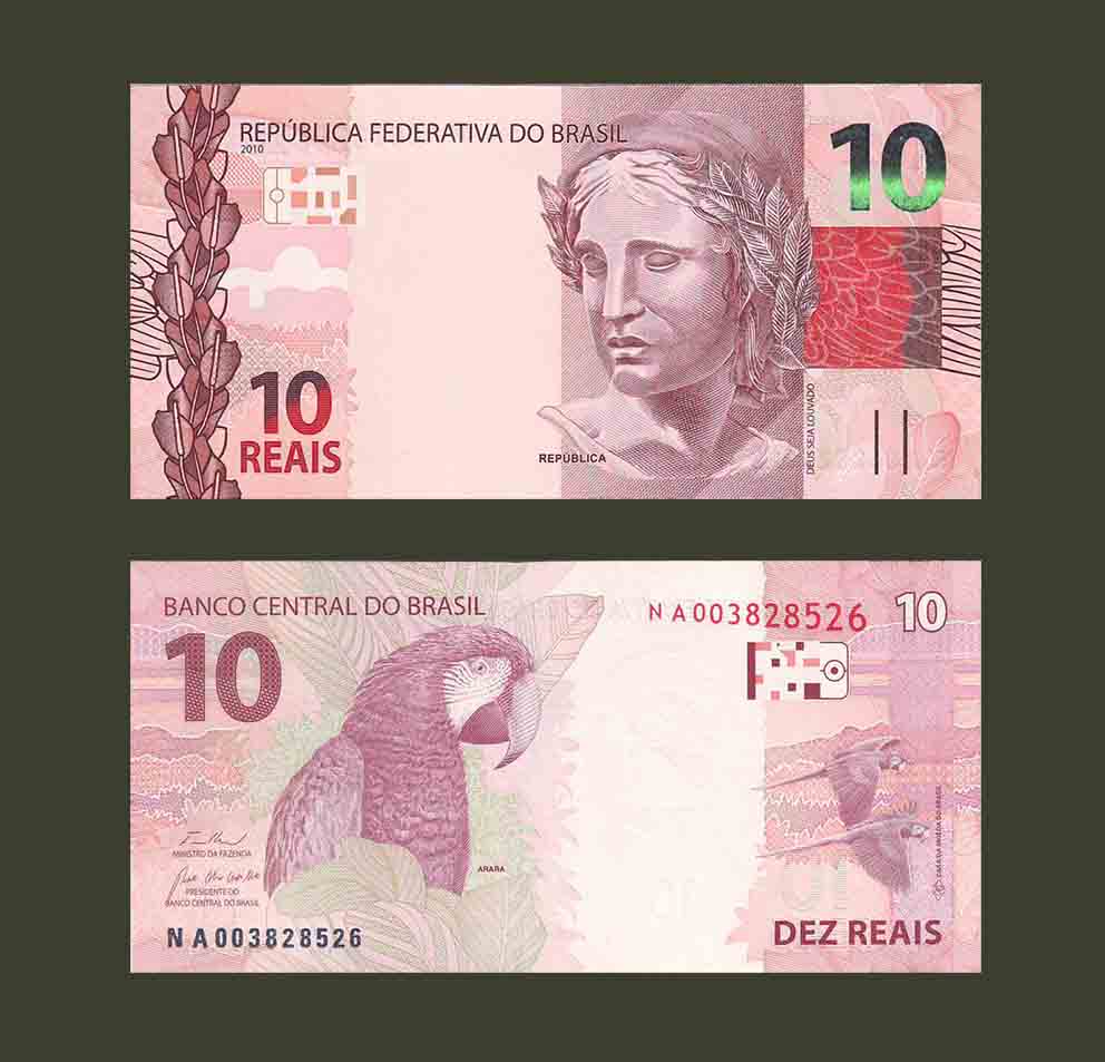 Brazil 10 Reais 2010 P254 UNC