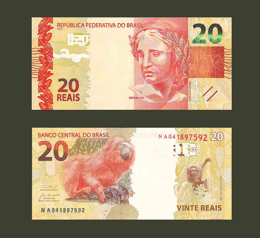 Brazil 20 Reais 2010 P255 UNC