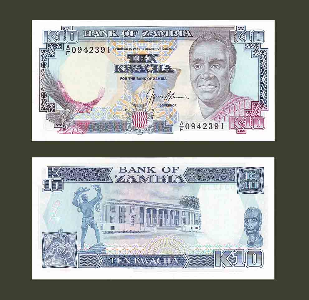 Zambia 10 Kwacha 1989 P31b UNC