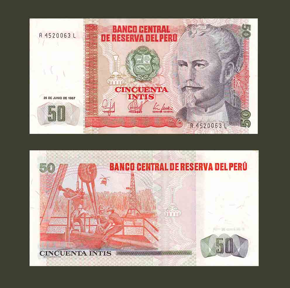 Peru 50 Intis 1987 P131b UNC
