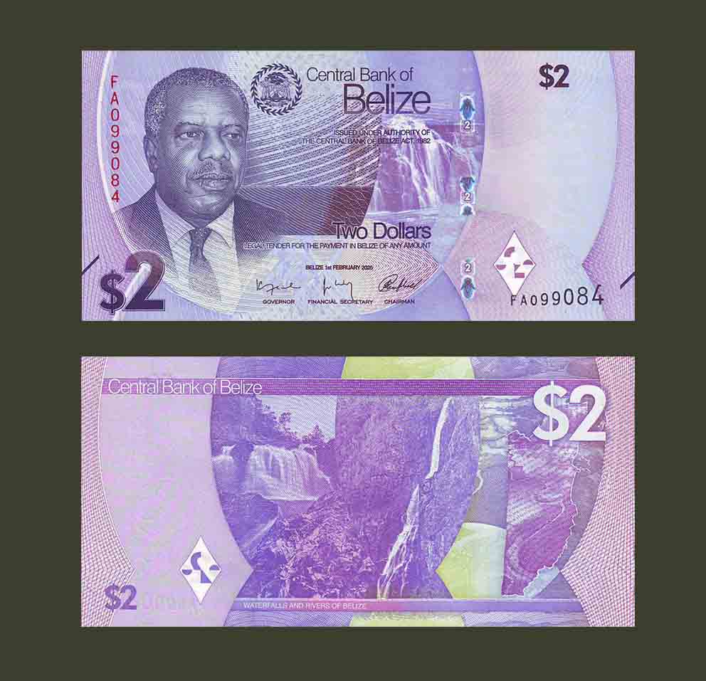 Belize 2 Dollars 2025 P73 UNC