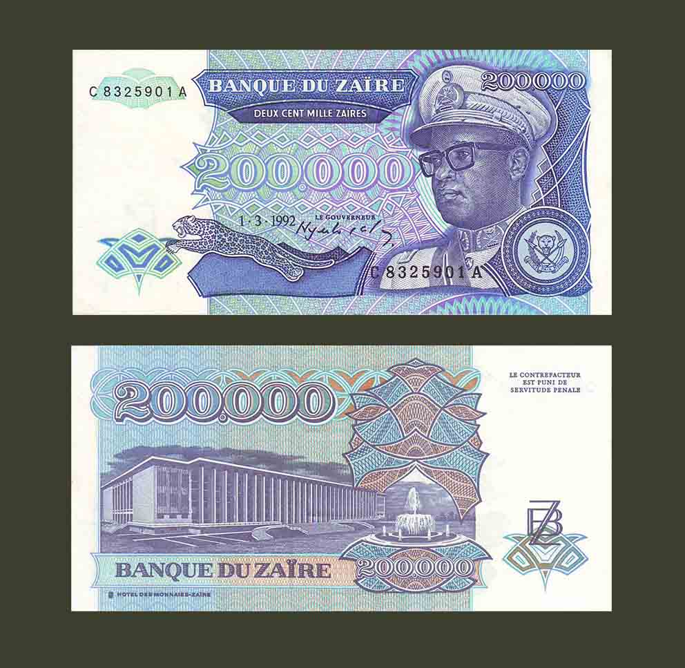 Zaire 200,000 Zaires 1992 P42 UNC