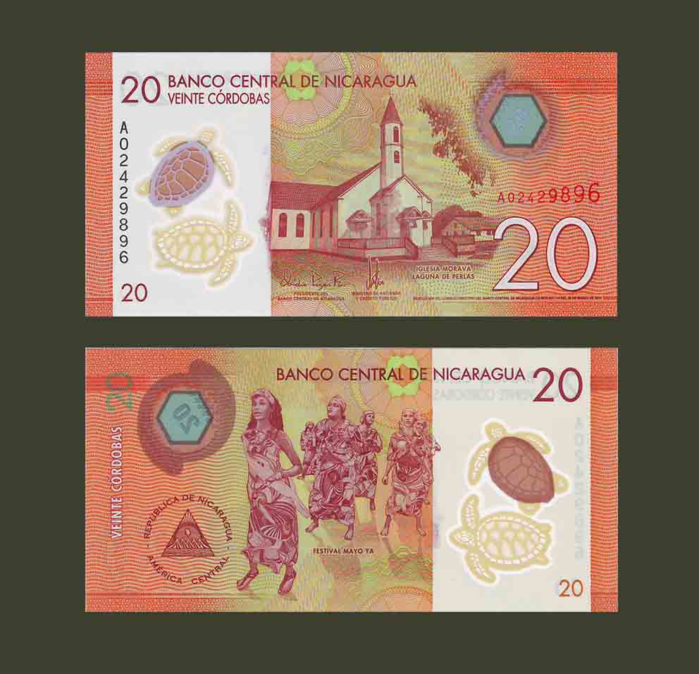 Nicaragua 20 Cordobas 2014 P210a UNC Polymer