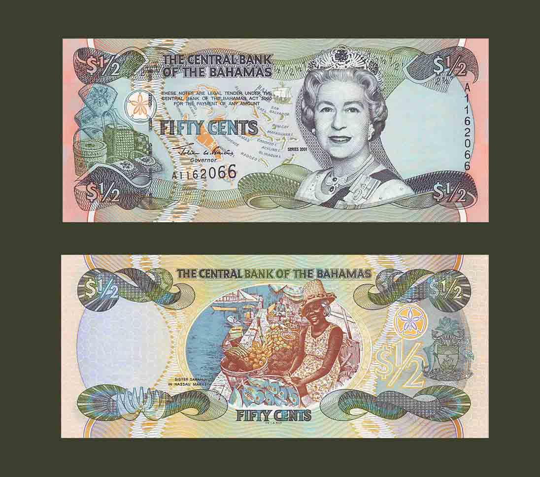 Bahamas 50 cents 2001 P68 UNC