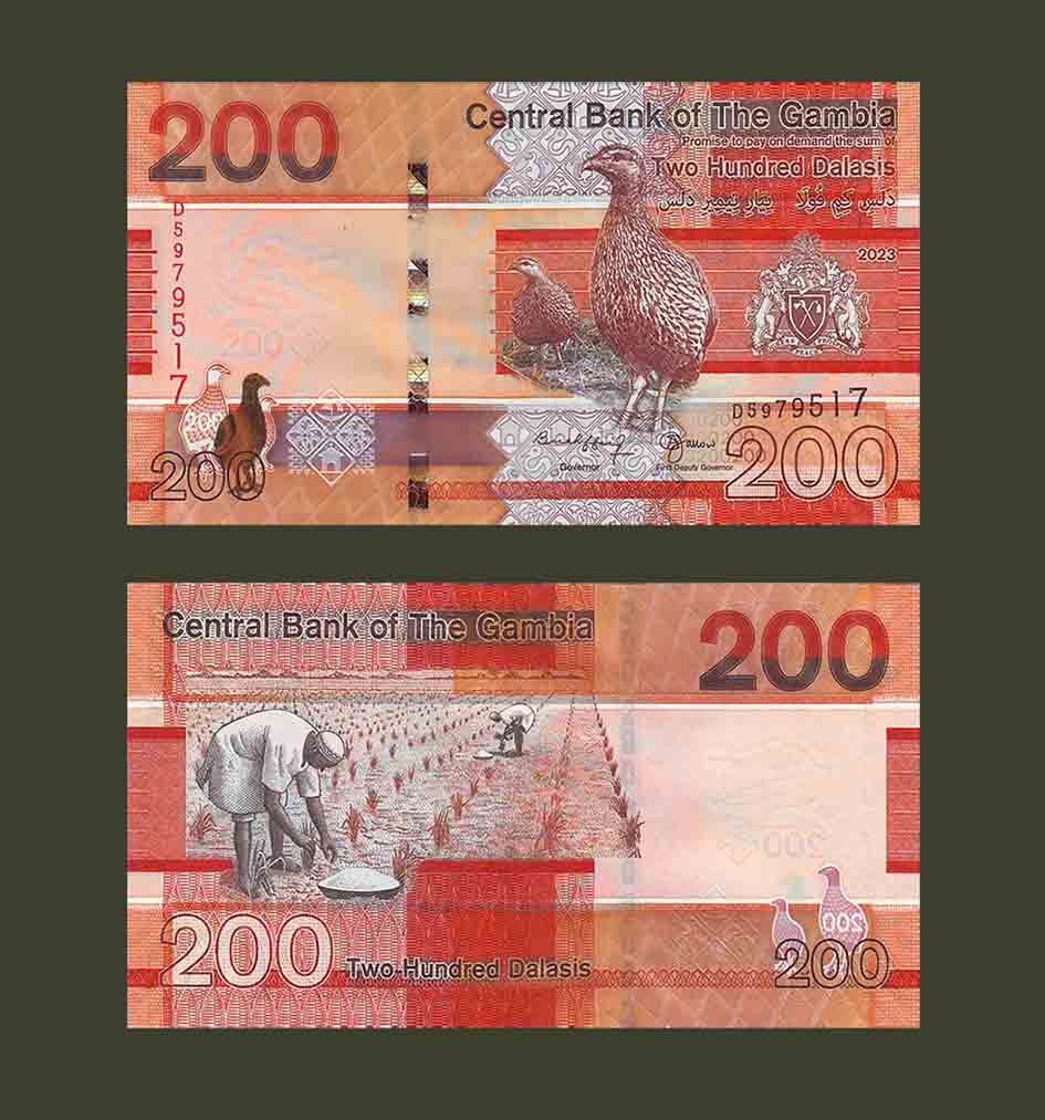 Gambia 200 Dalasis 2023 P42 UNC
