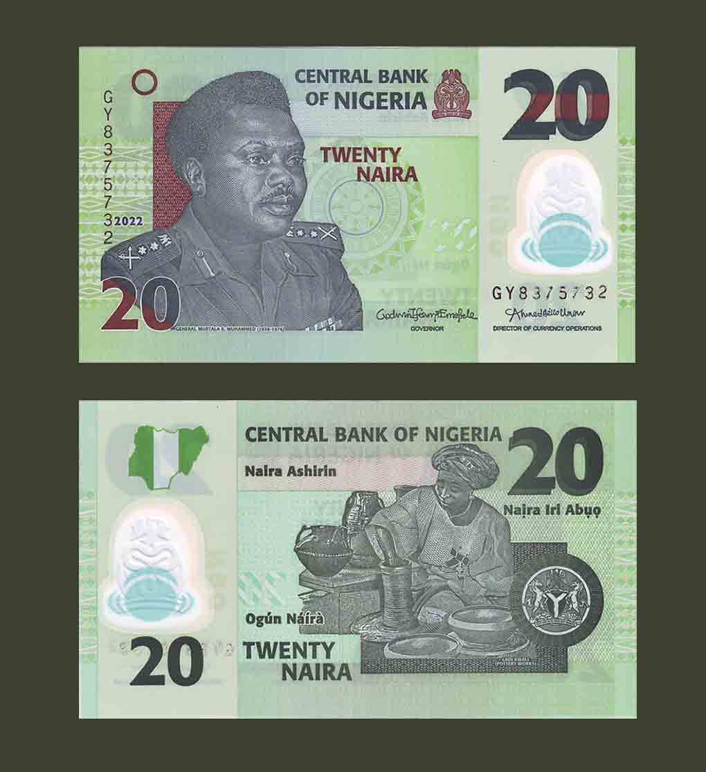 Նիգերիա 20 նաիրա 2022 P34 UNC Polymer