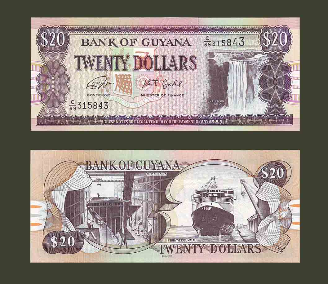 Guyana 20 Dollars 1996 P30f UNC