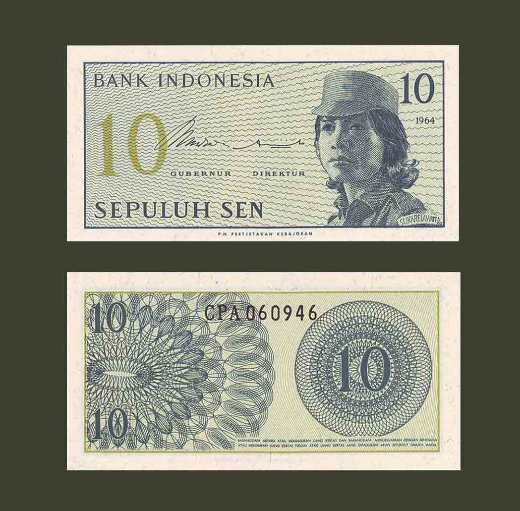 Indonesia 10 sen 1964 P92 UNC