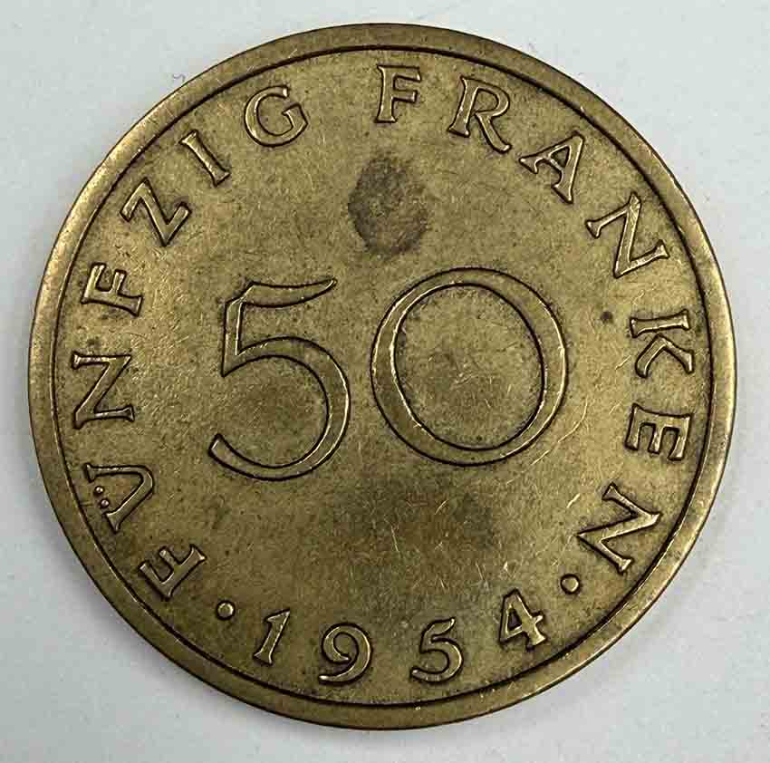 Saarland 50 Franken 1954 KM#3
