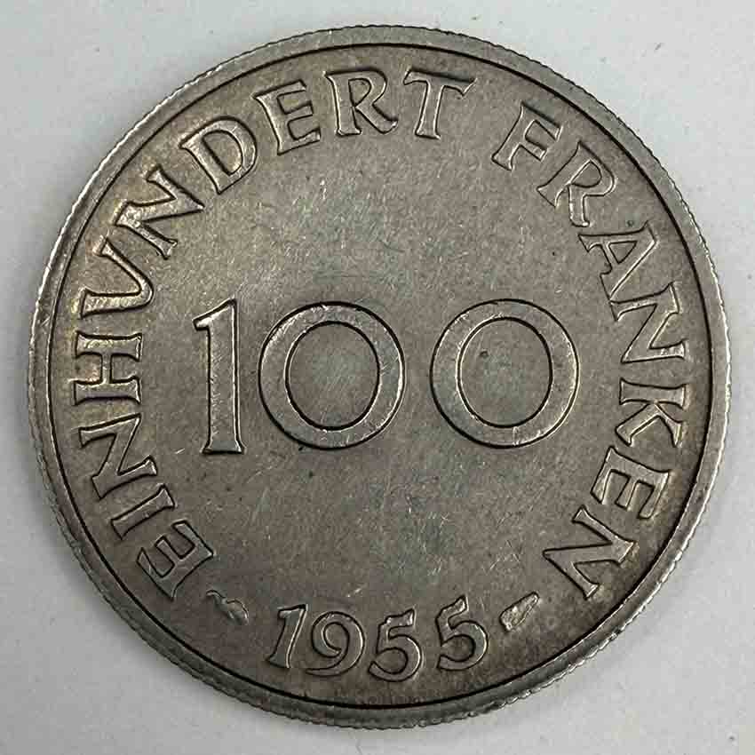 Saarland 100 Franken 1955 KM#4