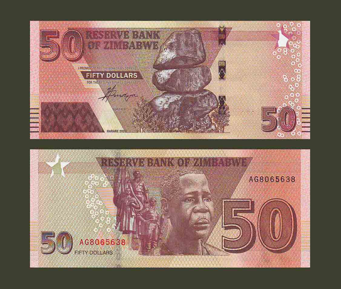 Zimbabwe 50 Dollars 2020 P105 UNC