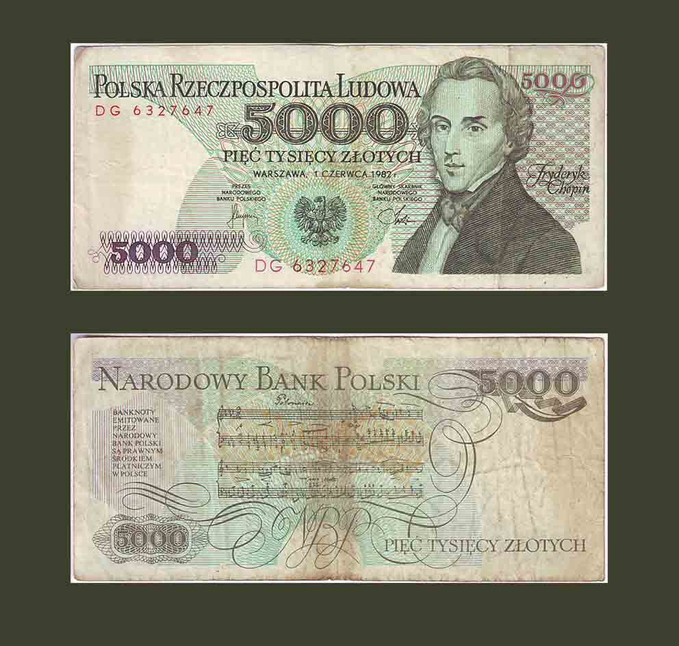 Poland 5000 Zlotych 1982 P150a VF