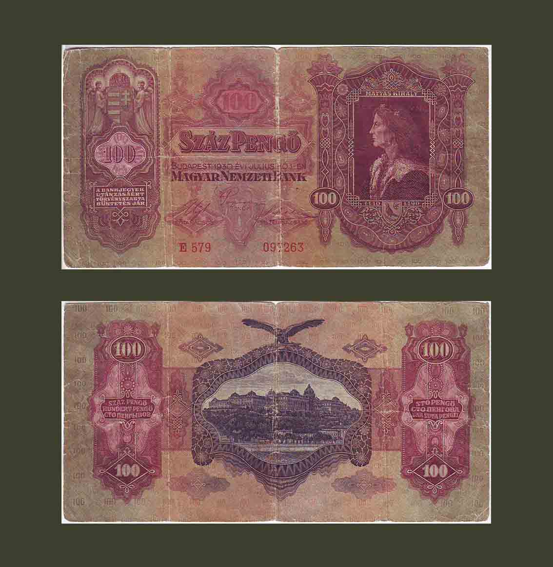Hungary 100 Pengo 1930 P112 F+
