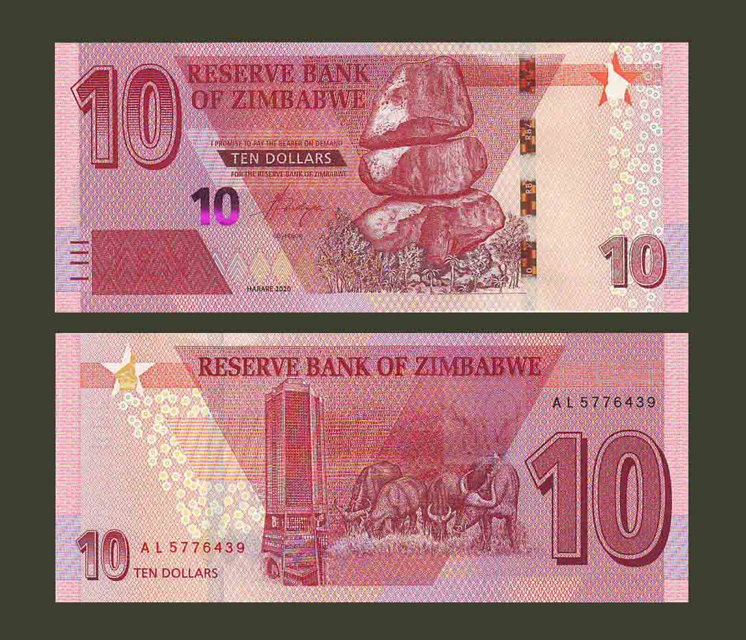 Zimbabwe 10 Dollars 2020 P103 UNC