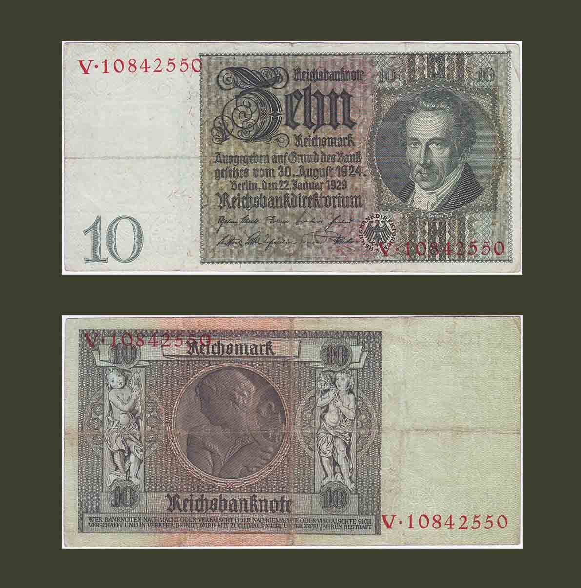 Germany 10 Marks 1929 P180b aXF