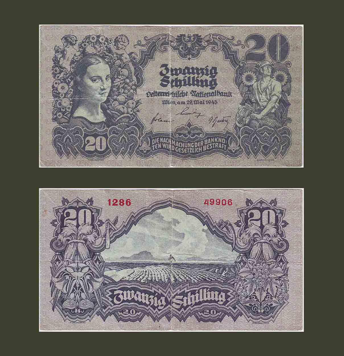 Austria 20 Schilling 1945 P116 F-VF