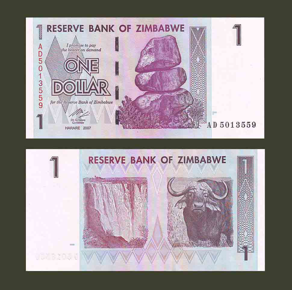 Zimbabwe 1 Dollar 2007 P65 UNC