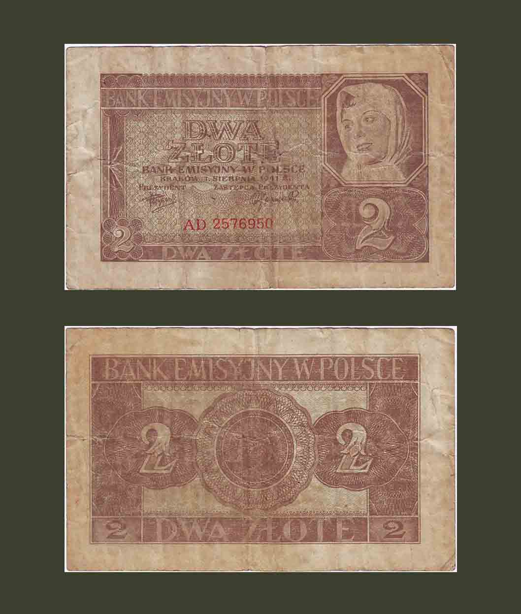 Poland 2 Zlote 1941 P100 F+