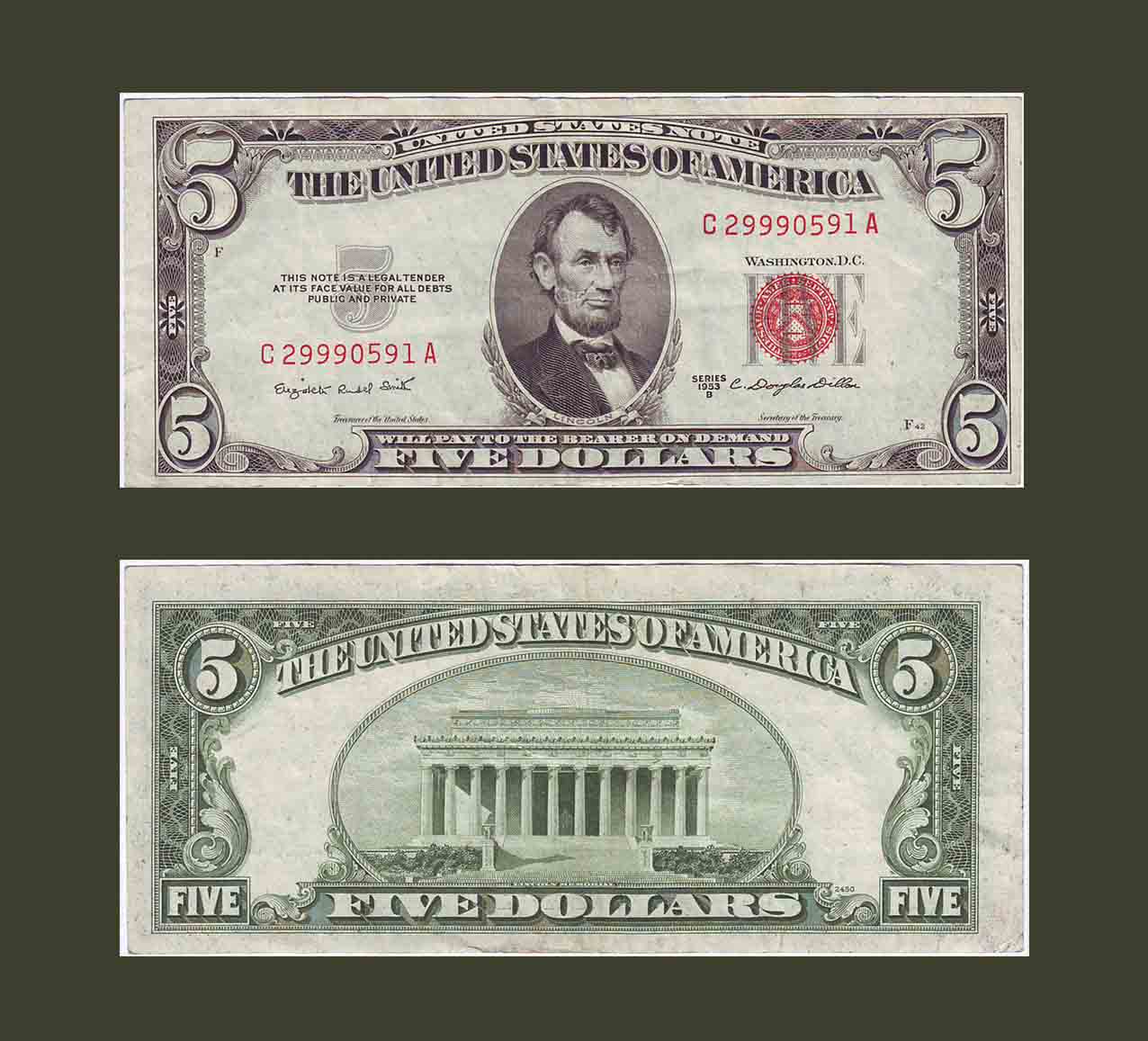United States Note $5 1953B P381b aXF